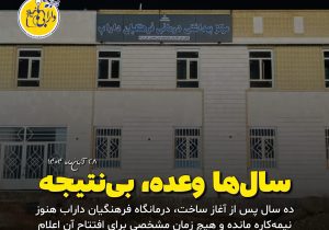 درمانگاه فرهنگیان داراب در شهرک آیت‌الله نسابه همچنان بلاتکلیف؛ پایان آبان ۱۴۰۴ بدون افتتاح