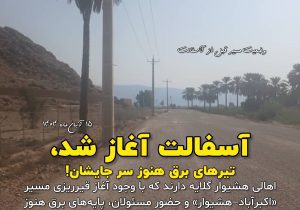 مطالبه مردمی؛ چرا جابه‌جایی پایه‌های برق در مسیر «اکبرآباد–هشیوار» هنوز انجام نشده است؟